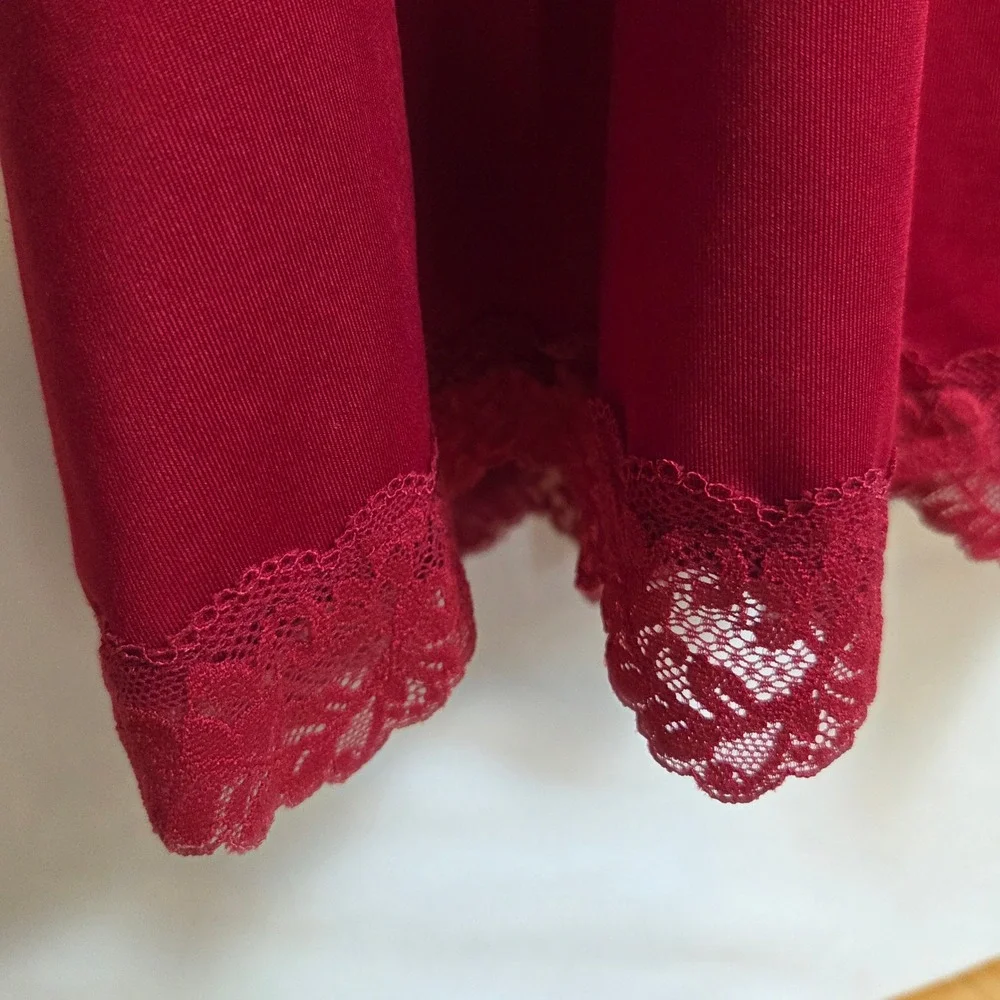 NWOT Cider Wine Red Lace Cut Out Maxi Slip Dress V-Neck Adjustable Straps - Picture 5 of 12